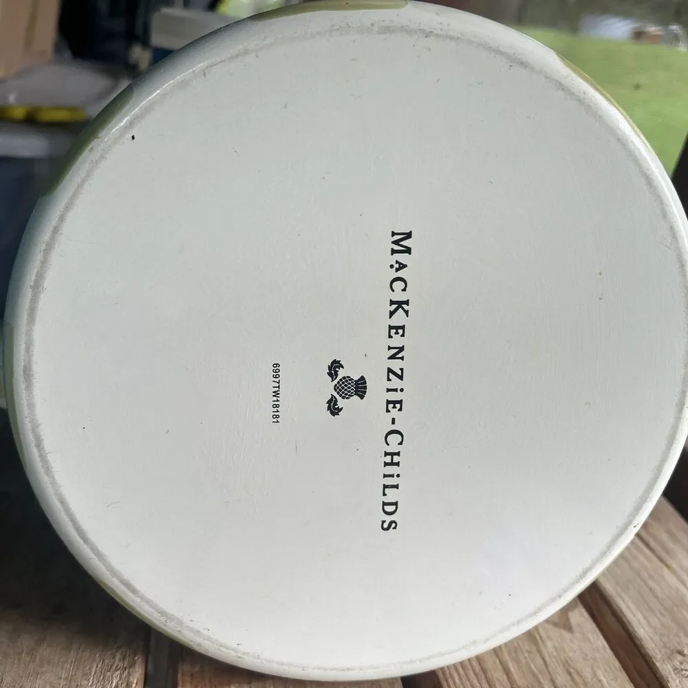 Parchment Check Enamel Tea Kettle Retired  3 QT M Childs